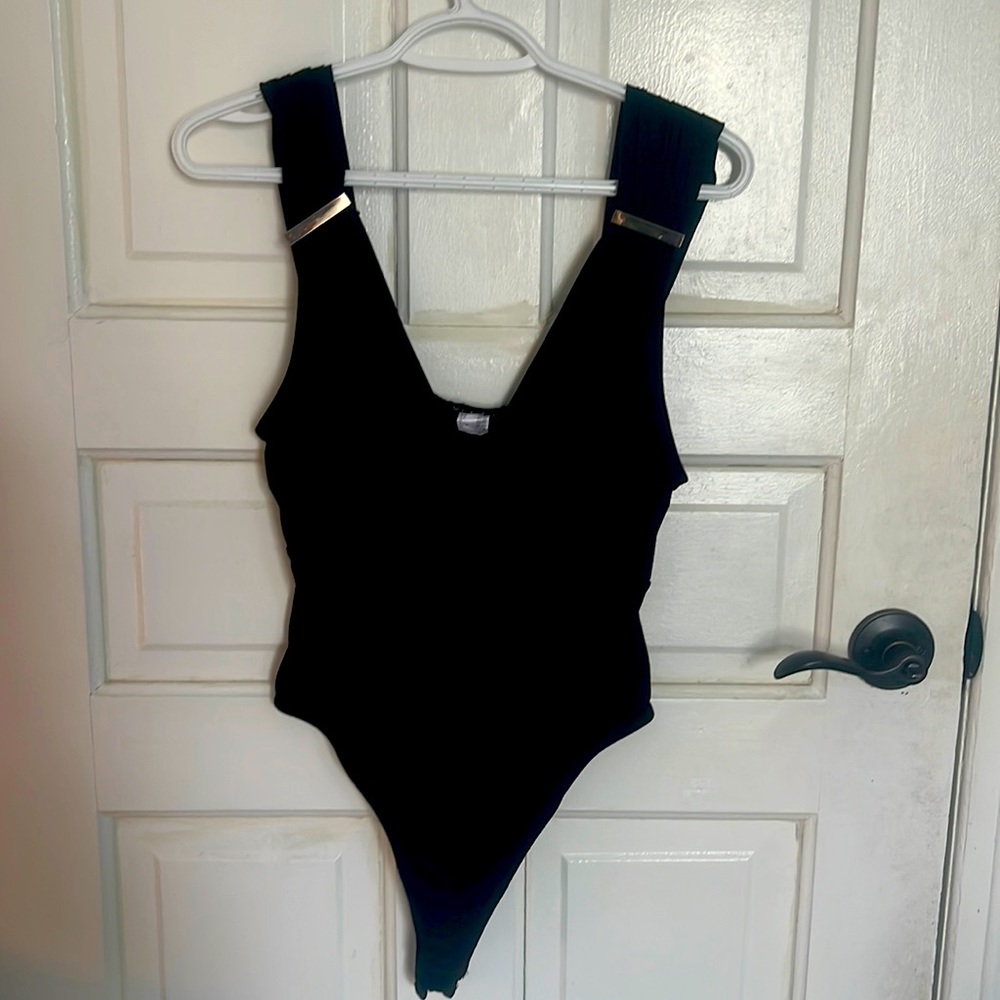 Venus black bodysuit with gold accents
